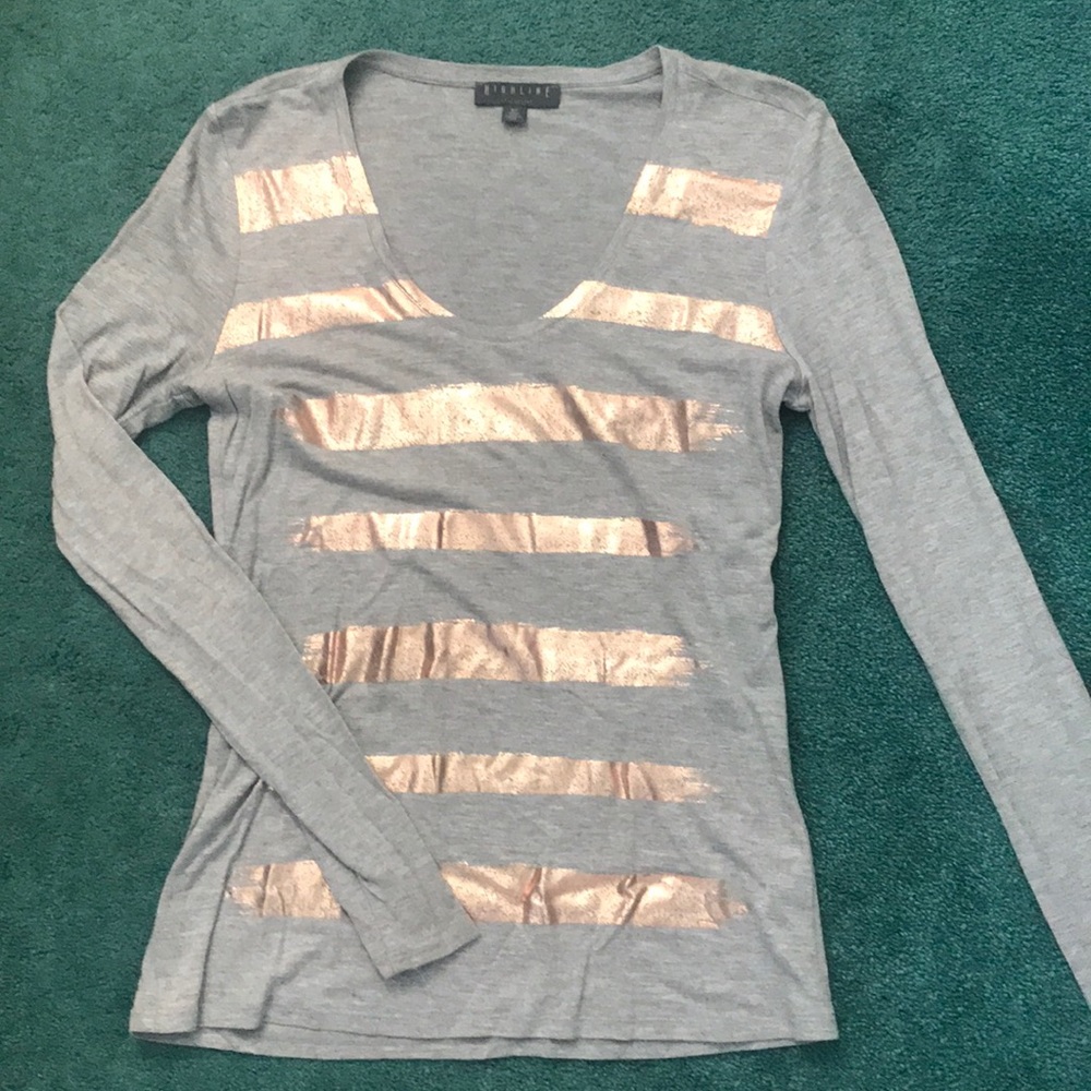 Long sleeve Metallic Striped Top
